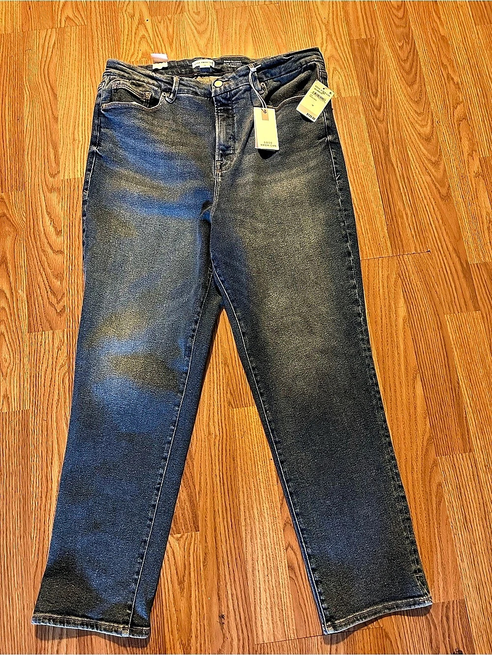 Good American Good Classic Jeans High-Rise Slim Fit Jeans in Blue NWT